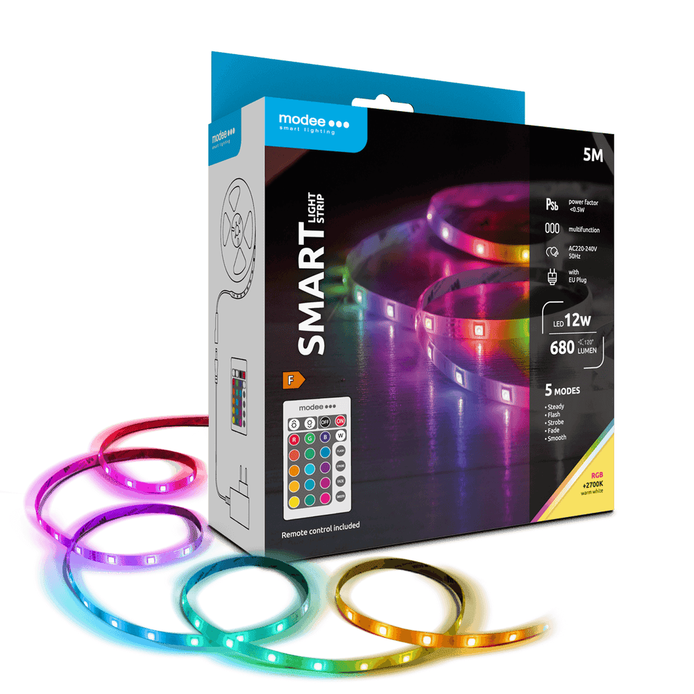 Modee LED Smart Strip 12W IP20 2700K+RGB 680 lumen 5M met afstandsbediening