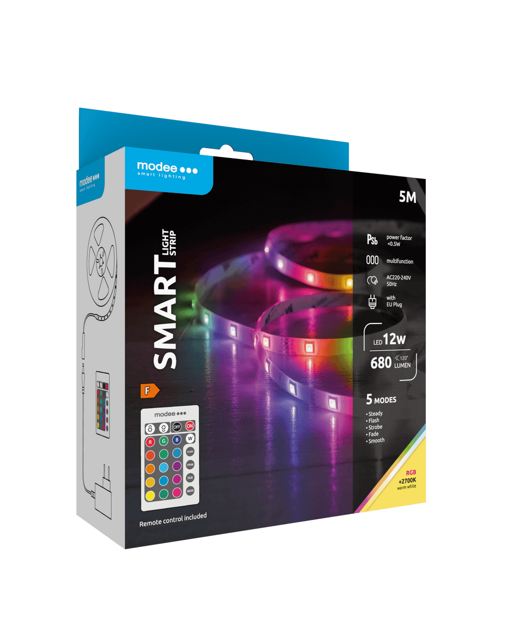 Modee LED Smart Strip 12W IP20 2700K+RGB 680 lumen 5M met afstandsbediening