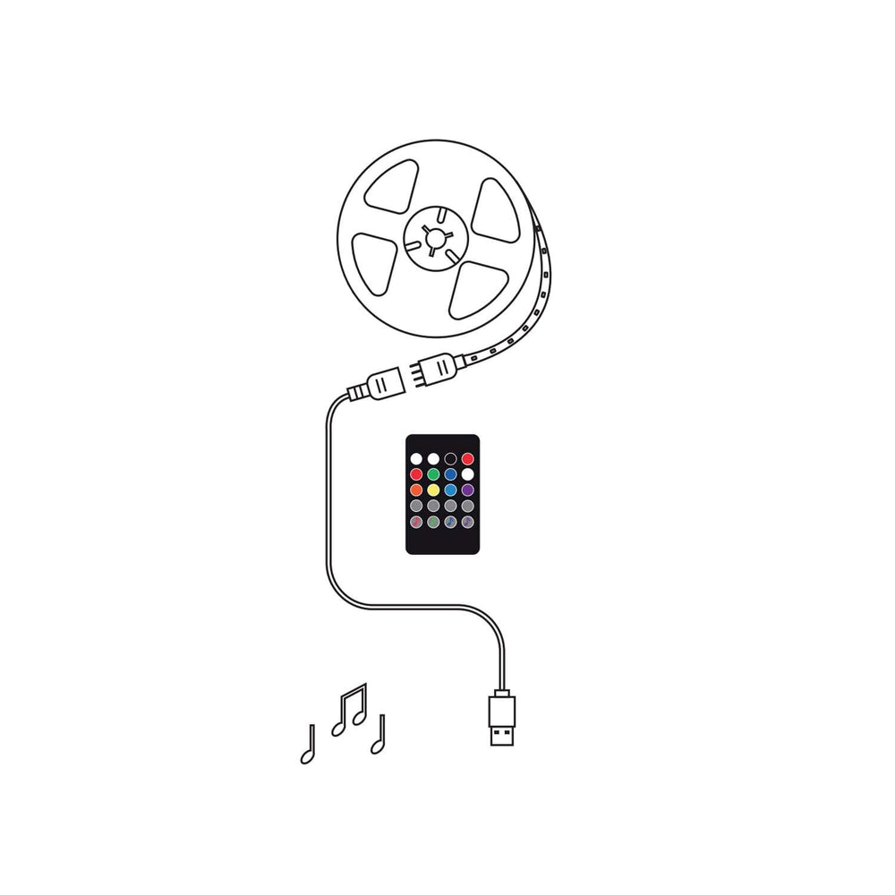 Modee Bande LED Intelligente 7W IP20 RGB 2M avec USB et télécommande pour éclairage d'ambiance coloré