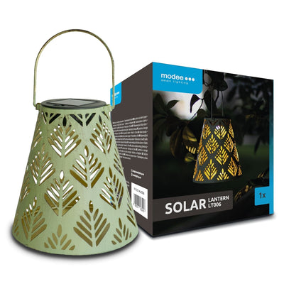 Modee LED Solar Lantaarn LT006, Metaal Rond, 2800-3200K Warm Licht, IP44 Buiten, Oplaadbare Batterij