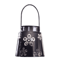 Lanterne Solaire LED Modee LT008, 2800-3200K Blanc Chaud, IP44 Extérieur Métal Rond Noir, Batterie Rechargeable