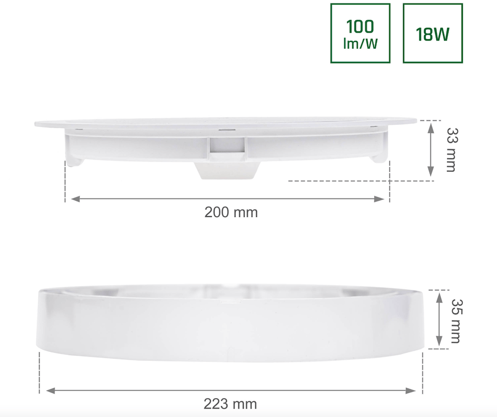 LED Plafonnière rond - 18W vervangt 105W - Lichtkleur optioneel
