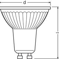Performance LED Spot Reflector GU10 PAR16 4.5W 350 lumen 2700K 36D dimbaar vervangt 50W