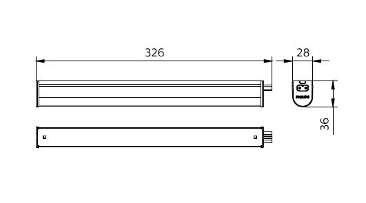 Philips BN021C Rail de Montage LED 5W 3000K 480 lumens 220-240V IP20 Blanc 326mm