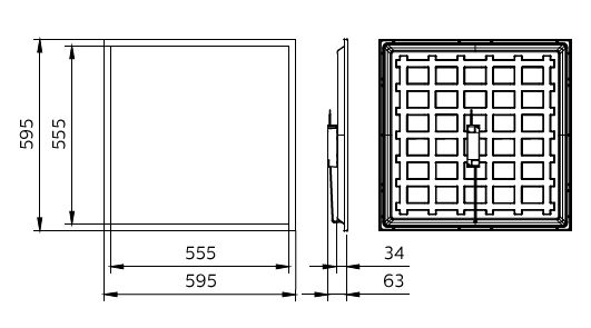Panneau lumineux LED Philips 32W 4000K 3200 lumens 220-240V IP20 UGR22 CRI80 595x595mm Blanc