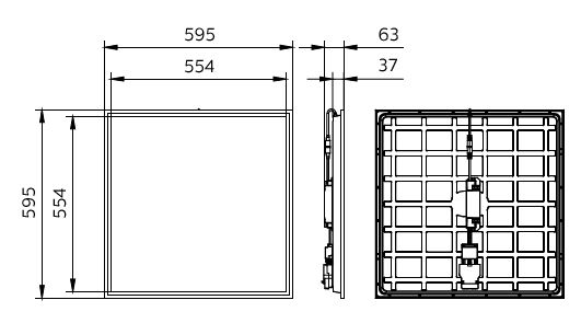 Philips LED paneelarmatuur 595x595mm 22W-31W 3000K-4000K 2900-4300 lumen DALI dimbaar UGR19 IP20/44 Wit