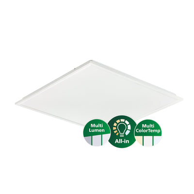 Panneau lumineux LED Philips 595x595mm 22W-31W 3000K-4000K 2900-4300 lumens gradable DALI UGR19 IP20/44 Blanc