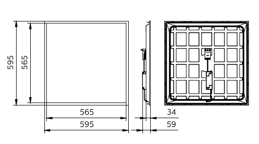 Panneau lumineux LED Philips 595x595mm 28W 3400 lumens 4000K blanc neutre IP20 UGR23 Boîtier blanc