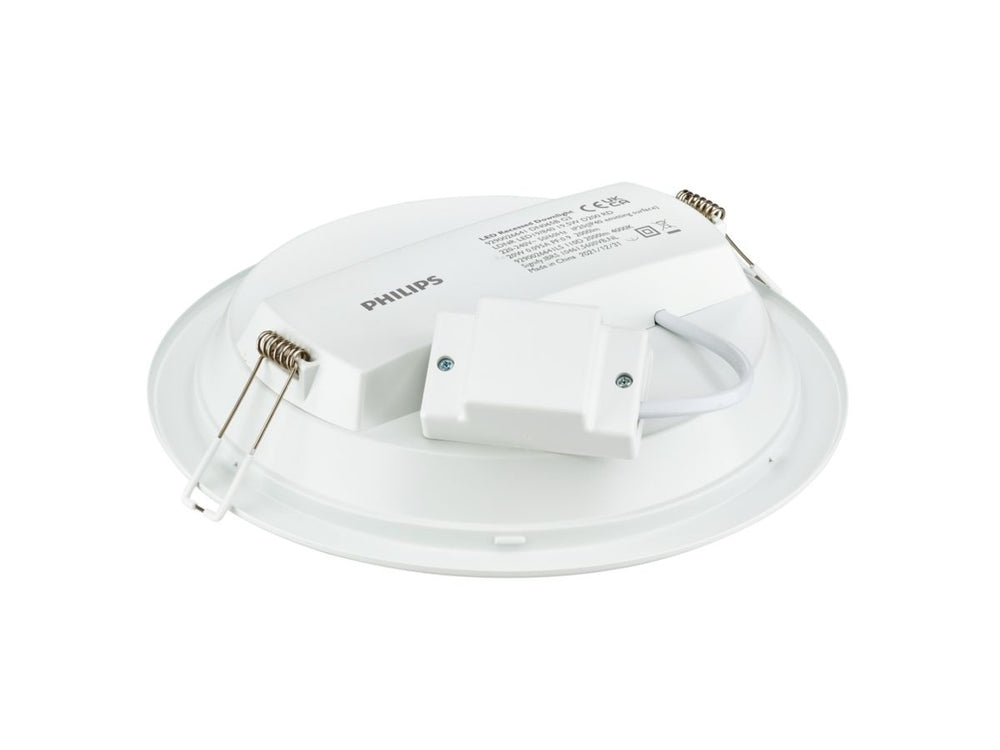 Philips Downlight LED 12W 1200 lumens 3000K 220-240V 110° Rond Blanc IP20/IP44 ⌀175mm découpe 150mm