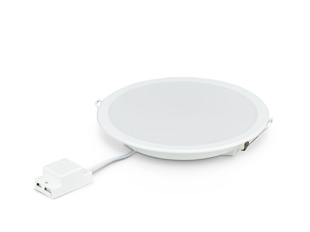 Philips Downlight LED 12W 1200 lumens 3000K 220-240V 110° Rond Blanc IP20/IP44 ⌀175mm découpe 150mm