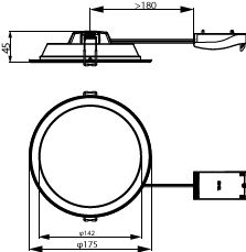 Philips Ledinaire SlimDownlight DN065B G4 LED 12W 1200 lumens 3000K 4000K 6500K Blanc IP20 IP44 Ø175mm