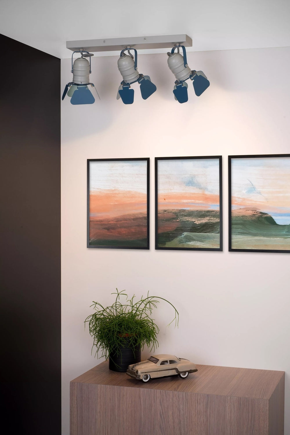 Lucide PICTO plafondspot voor kinderkamer, 3xGU10, 35W max, Metaal, Blauw Grijs, IP20, modern design