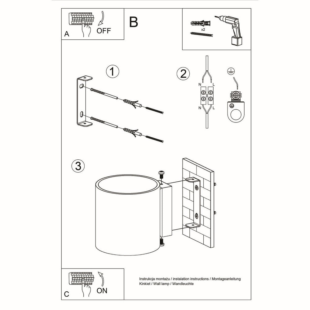 LED Wandlamp beton ORBIS - 1 x G9 aansluiting 