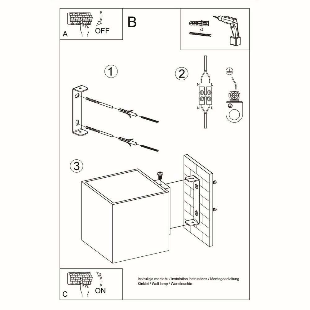 LED Wandlamp beton QUAD - 1 x G9 aansluiting 
