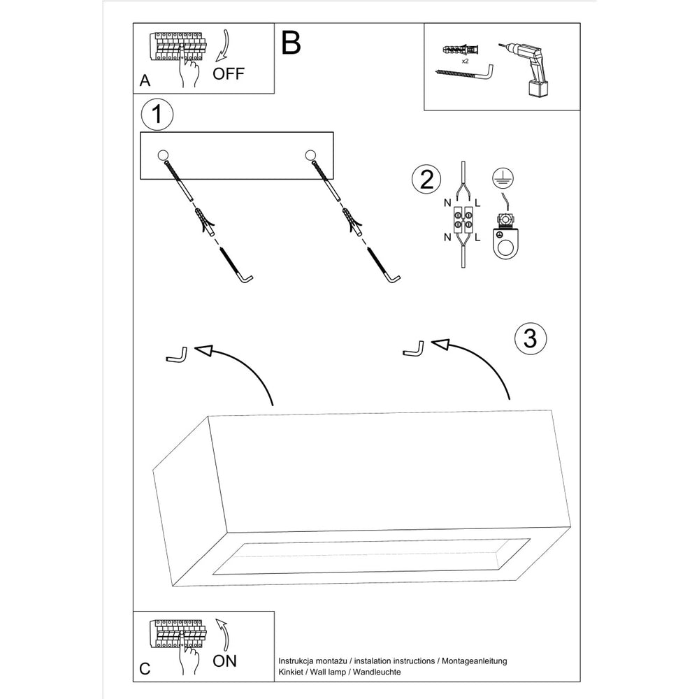 LED Wandlamp beton VEGA 30 - 1 x E27 aansluiting 
