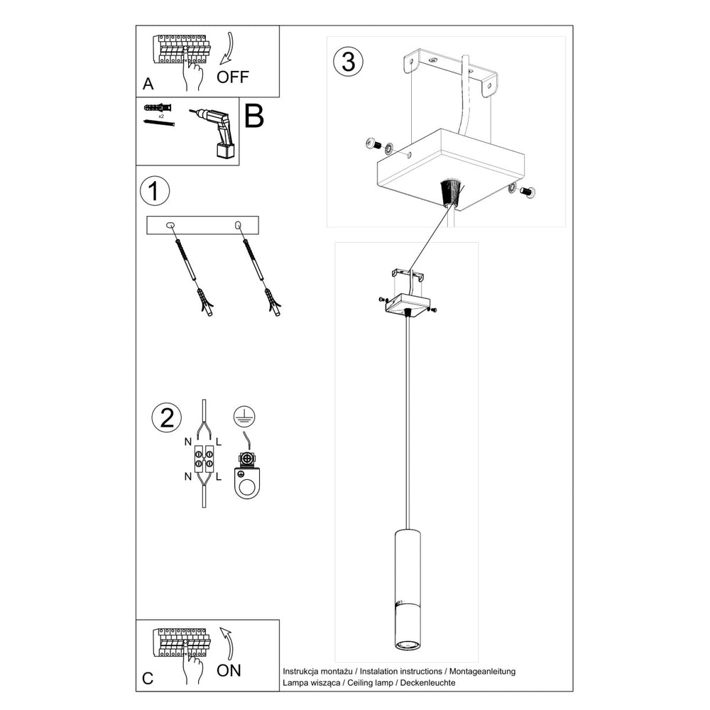 LED Hanglamp zwart chrome LOOPEZ - 1 x GU10 aansluiting