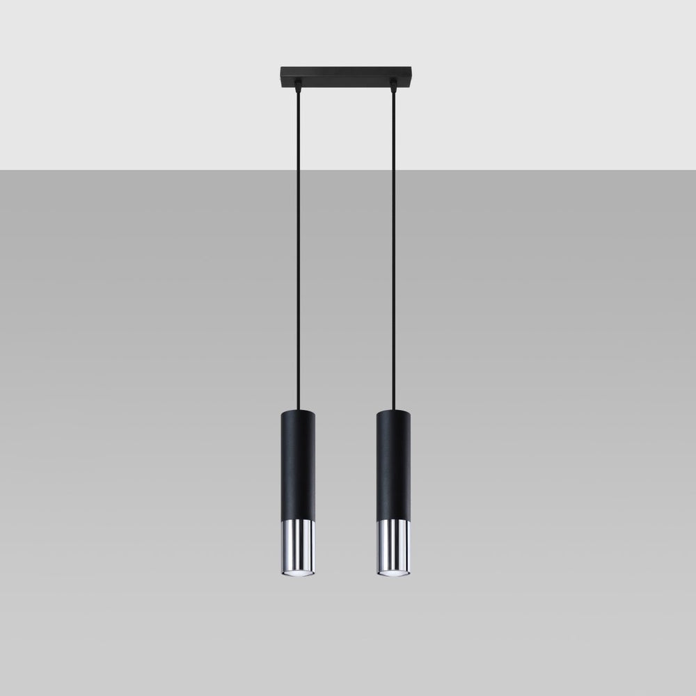 LED Hanglamp zwart chrome LOOPEZ - 2 x GU10 aansluiting
