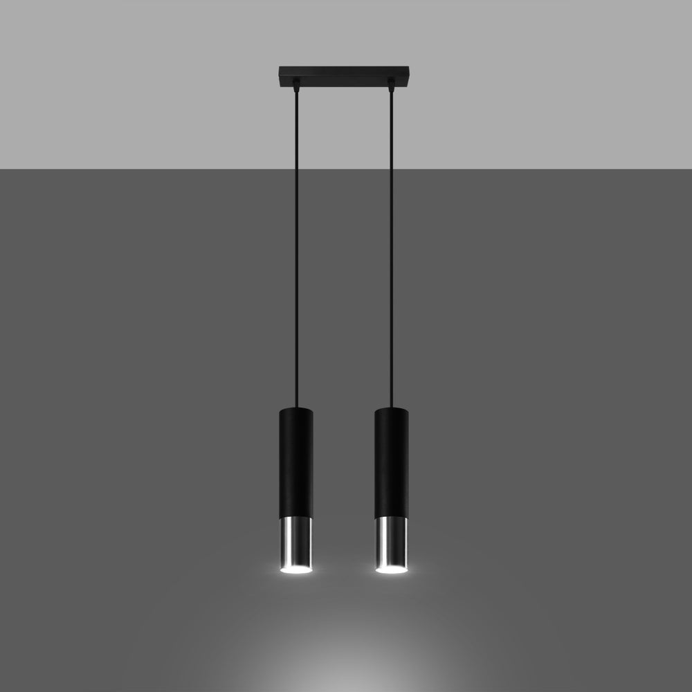 LED Hanglamp zwart chrome LOOPEZ - 2 x GU10 aansluiting