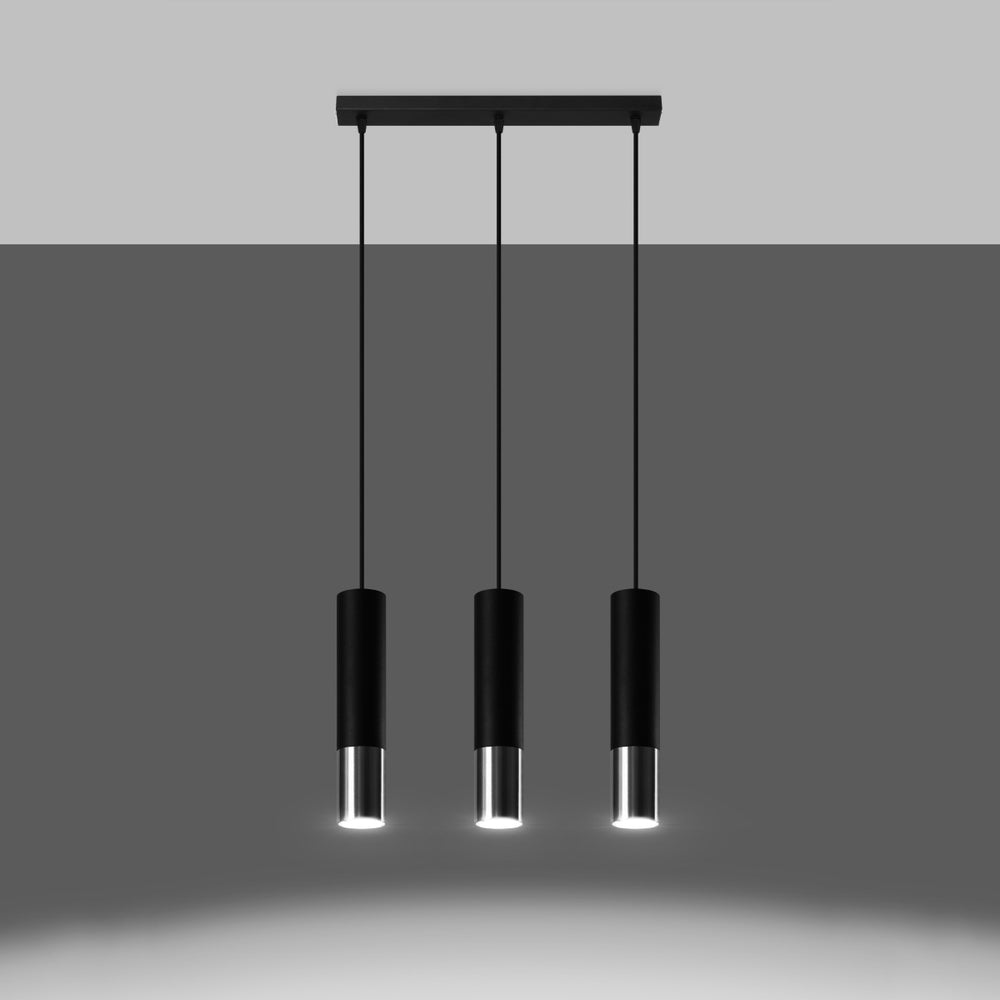 LED Hanglamp zwart chrome LOOPEZ - 3 x GU10 aansluiting