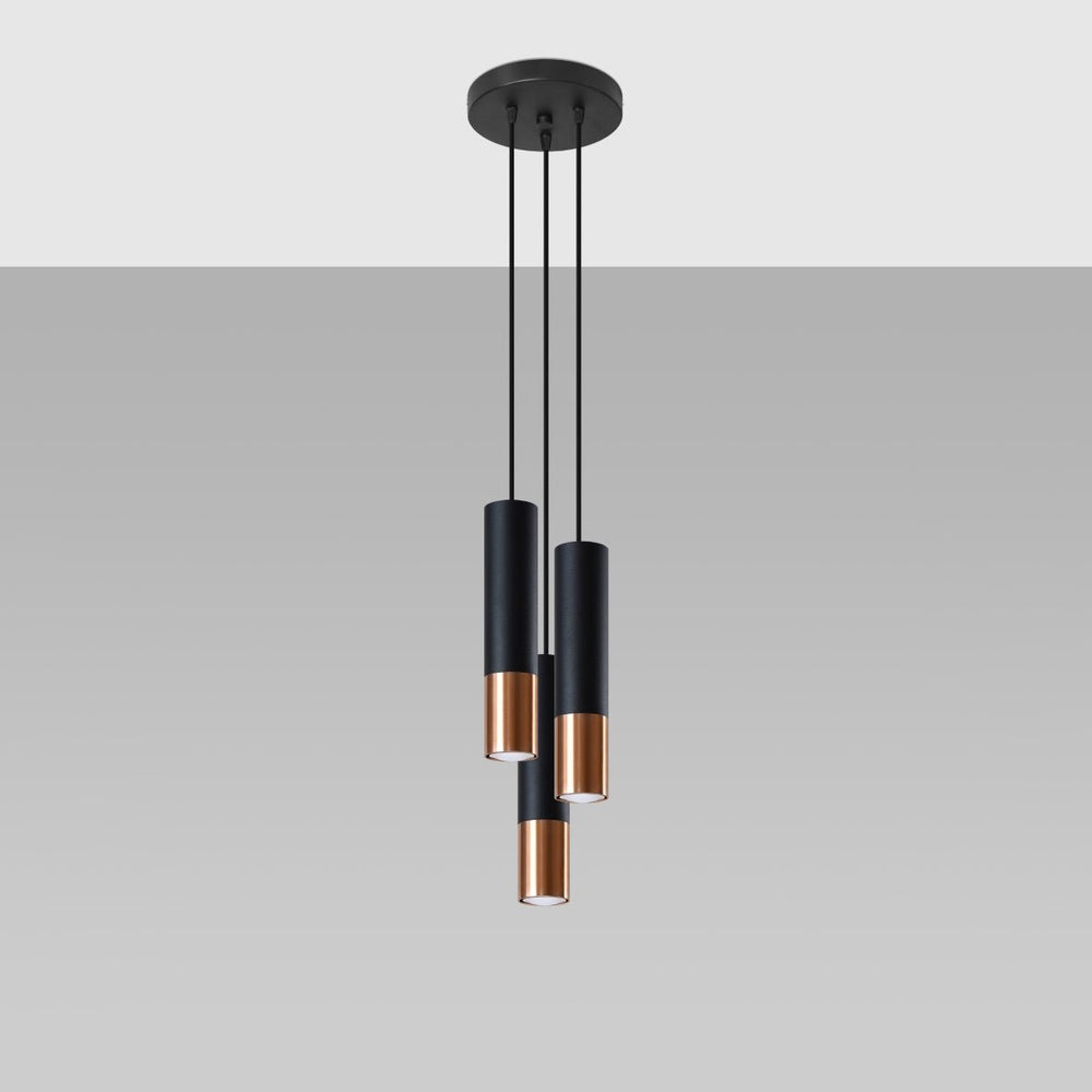 LED Hanglamp zwart koper LOOPEZ - 3 x GU10 aansluiting