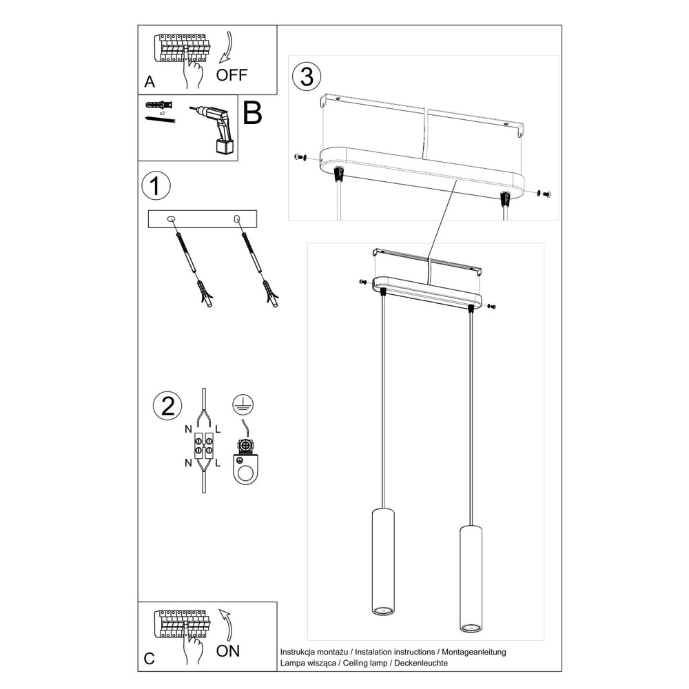 LED Hanglamp beton LUVO - 2 x GU10 aansluiting