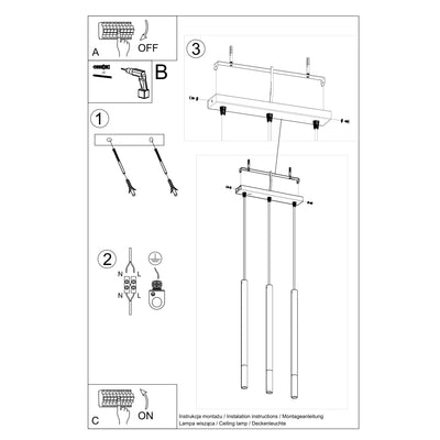 LED Hanglamp zwart koper MOZAICA - 3 x G9 aansluiting