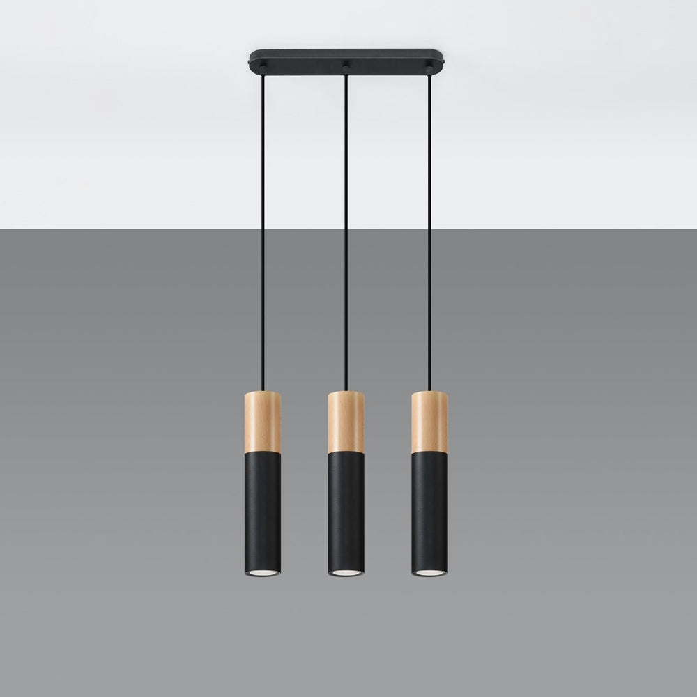 Sollux Lighting pablo 3 lampe suspendue noire 3 ampoules hauteur 900mm compatible LED