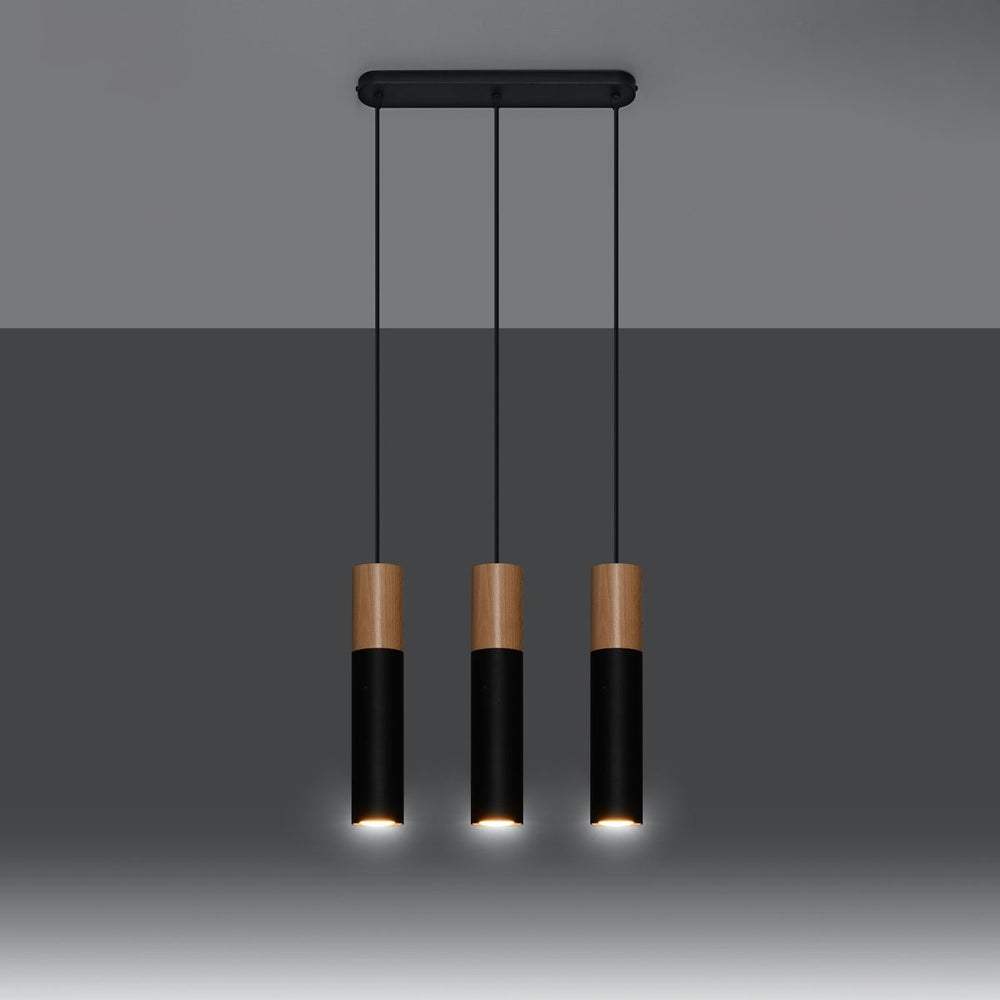 Sollux Lighting pablo 3 lampe suspendue noire 3 ampoules hauteur 900mm compatible LED