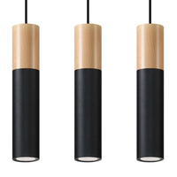 Sollux Lighting pablo 3 lampe suspendue noire 3 ampoules hauteur 900mm compatible LED
