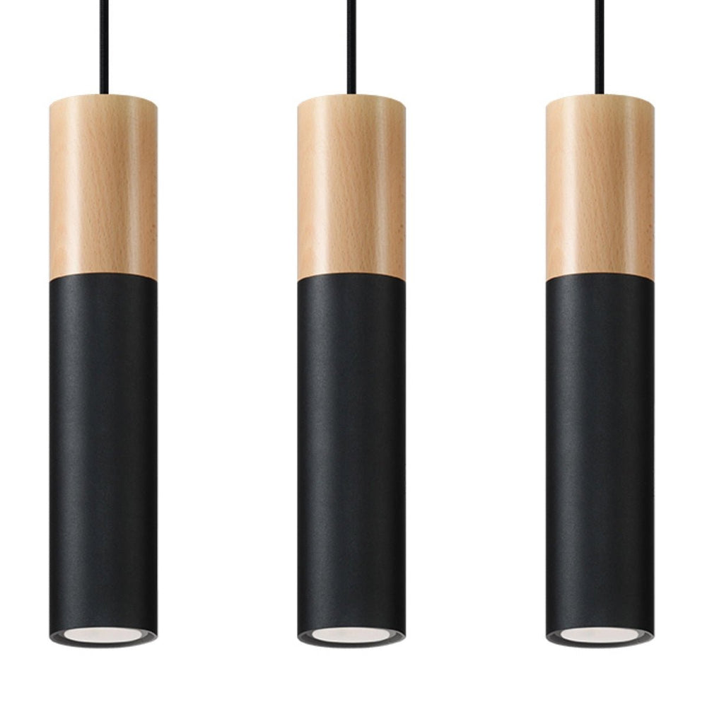 Sollux Lighting pablo 3 lampe suspendue noire 3 ampoules hauteur 900mm compatible LED