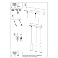 Sollux Lighting pablo 3 lampe suspendue noire 3 ampoules hauteur 900mm compatible LED
