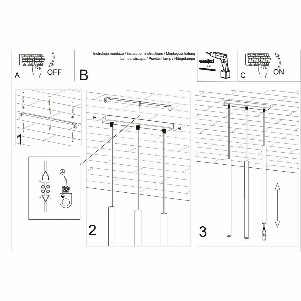 LED Hanglamp zwart PASTELO - 3 x G9 aansluiting