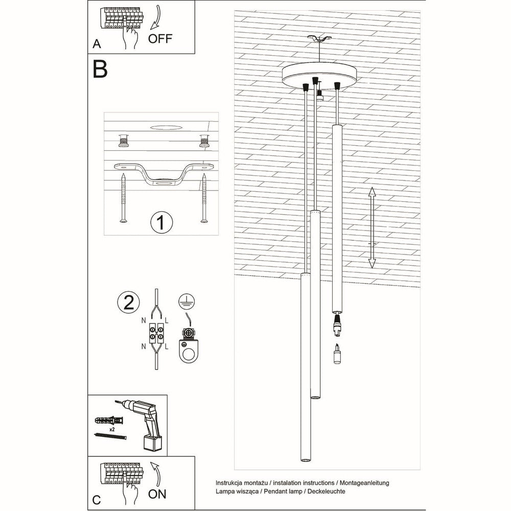 LED Hanglamp zwart PASTELO - 3 x G9 aansluiting