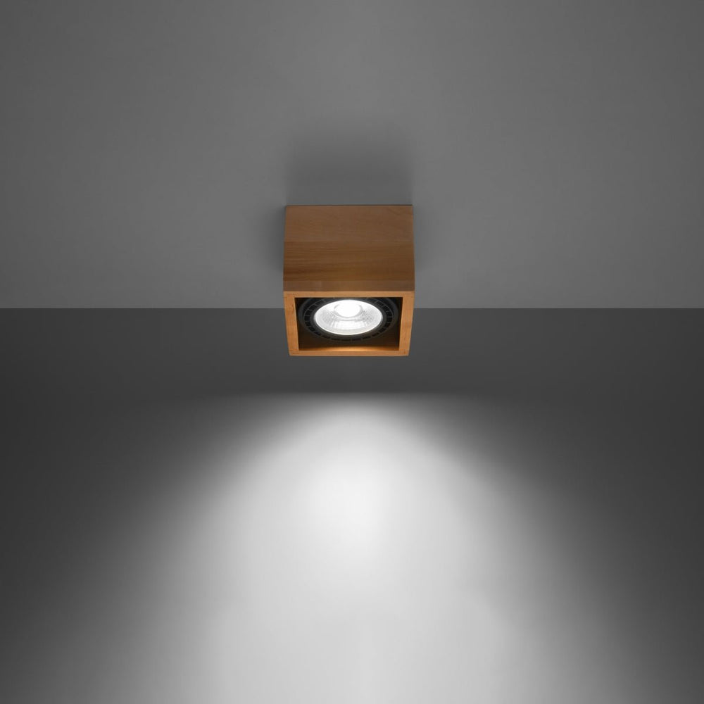 Plafondspot QUATRO 1 natuurlijk hout