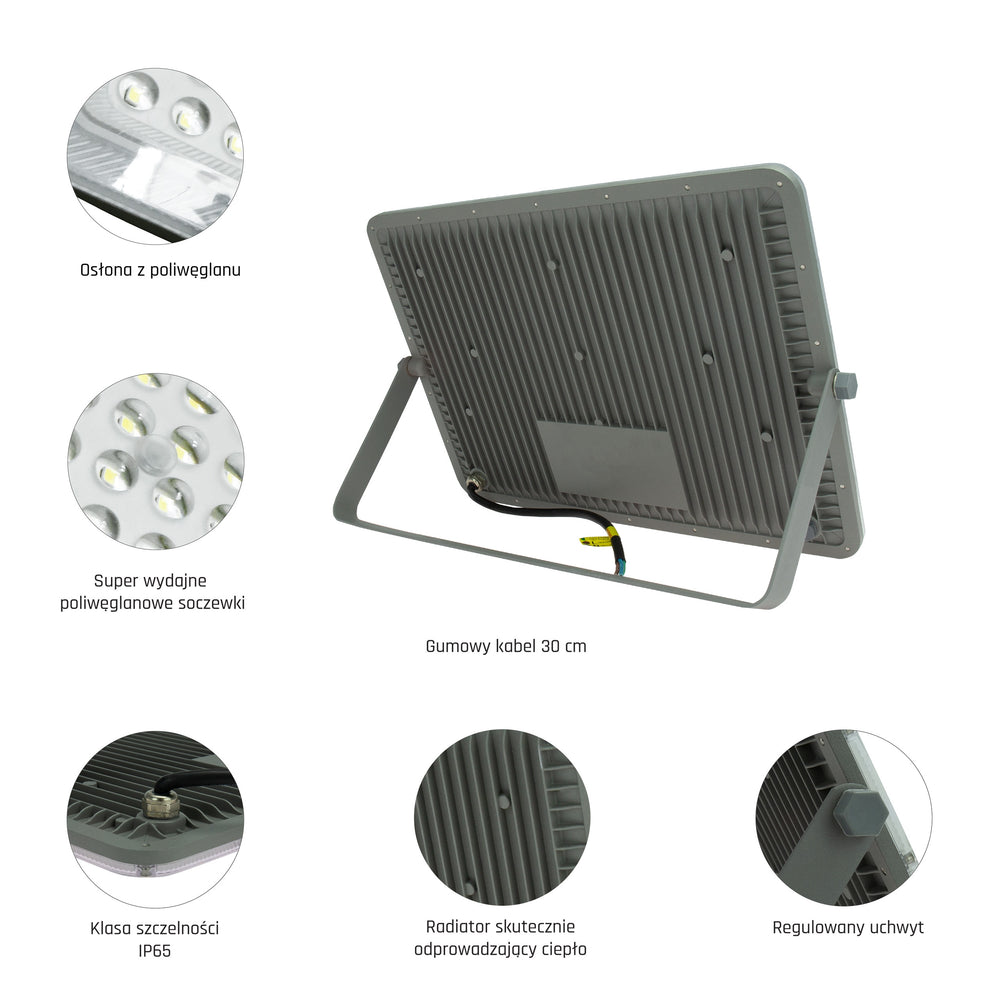 Projecteur LED Spectrum NOCTIS MAX 200W 6500K Blanc Froid 230V IP65 IK10 18000 lumens Aluminium Gris
