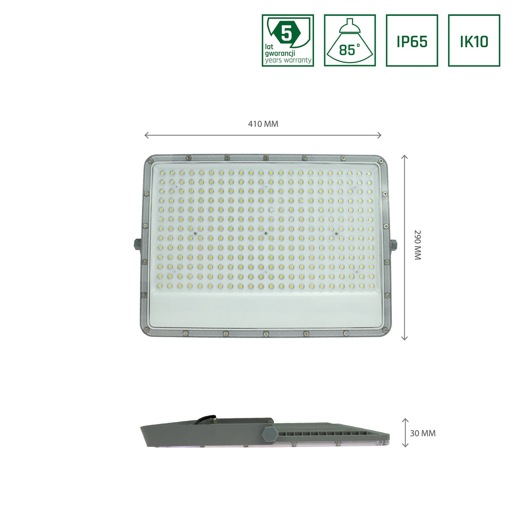 Projecteur LED Spectrum NOCTIS MAX 200W 6500K Blanc Froid 230V IP65 IK10 18000 lumens Aluminium Gris