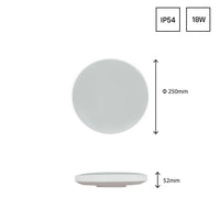 Plafonnier LED Spectrum 18W 4000K 2050 lumens IP54 IK04 Blanc Noir rond en saillie avec capteur
