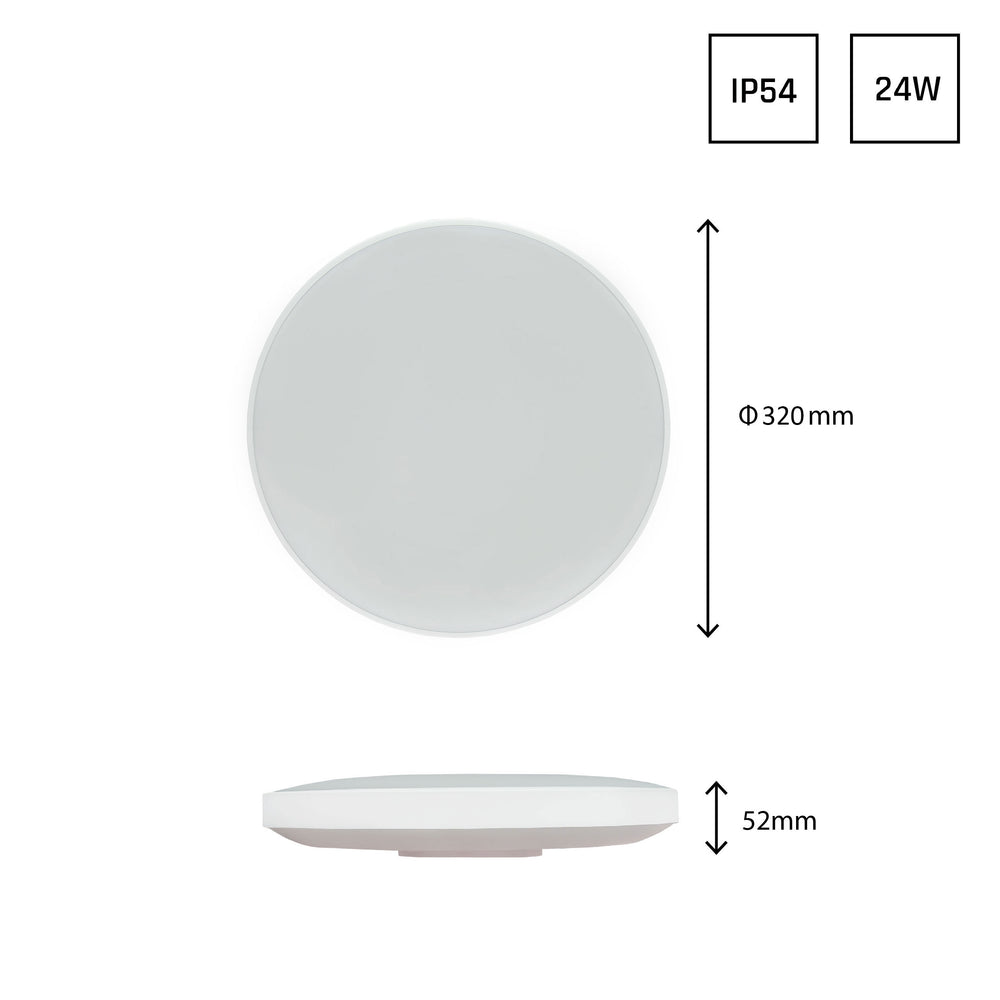 Plafonnier LED Spectrum NYMPHEA 24W 4000K 230V IP54 rond 320mm Blanc Noir montage en surface