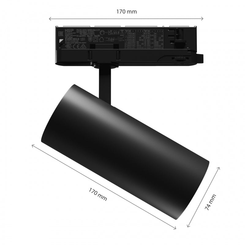 Spot encastré LED Spectrum Andromeda noir, 3000 lumens, 3000K, IP20, CRI &gt;90, angle d'émission 36°/60°, puissance réglable 15-27W