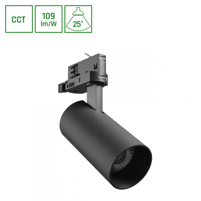 Andromeda prime rail projecteur 16W noir 6000K 1750 lumens 25° 230V Spectrum IP20 CCT CRI80