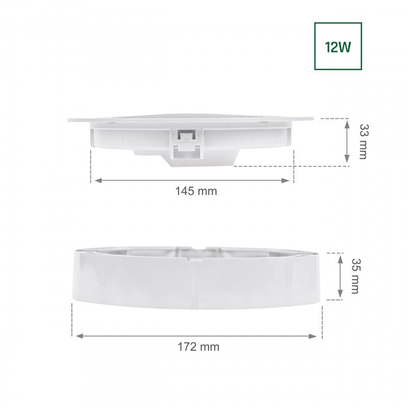 Spectrum algine 2in1 downlight 12W 150 lumen warm wit 3000K IP20 rond voor plafond- en wandmontage