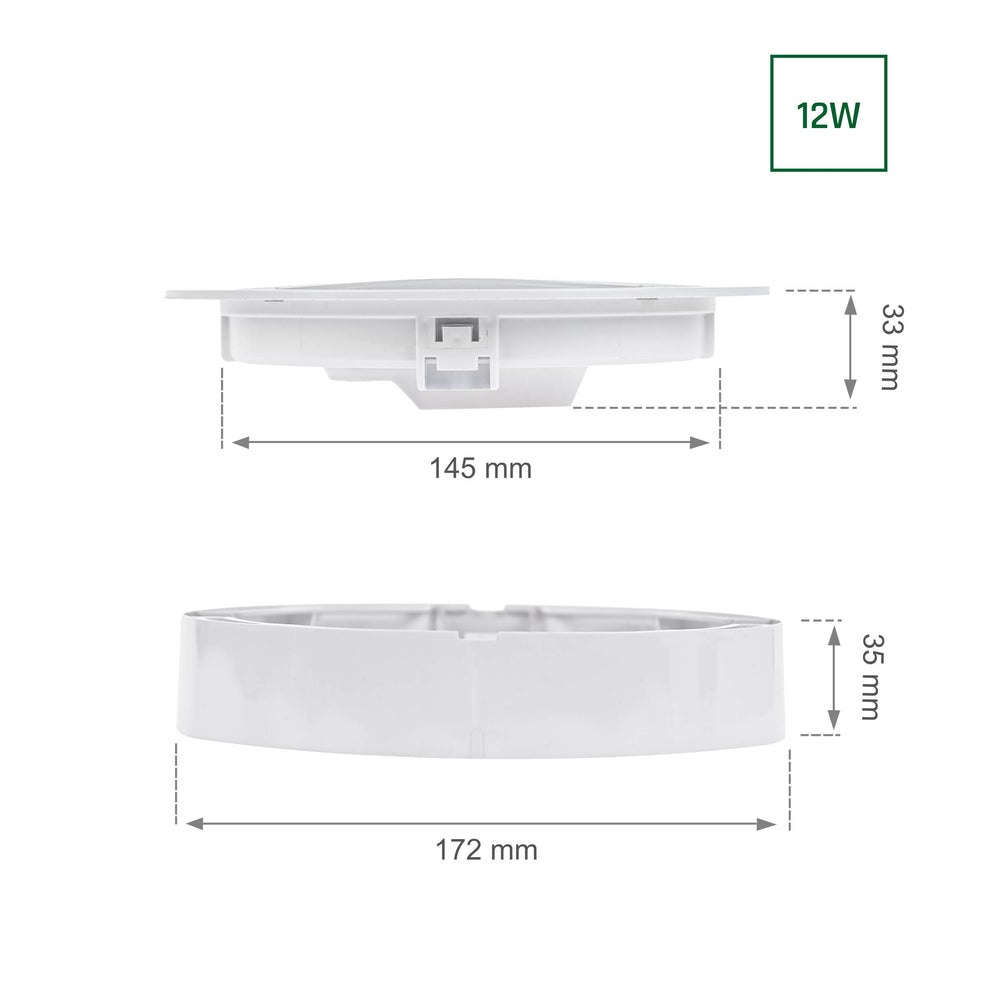 Spectrum algine 2in1 downlight 12W 150 lumen warm wit 3000K IP20 rond voor plafond- en wandmontage