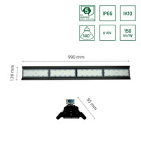 Spectrum Halls Line LED hanglamp 200W zwart, 4000K, 30000 lumen, dimbaar, IP66, 90° hoek, industriële verlichting