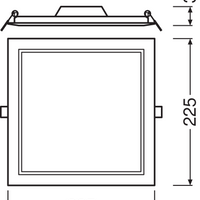 Downlight LED Slim SQ210 18W 1530 lumens 3000K Blanc Chaud, design carré 120D pour plafonds modernes