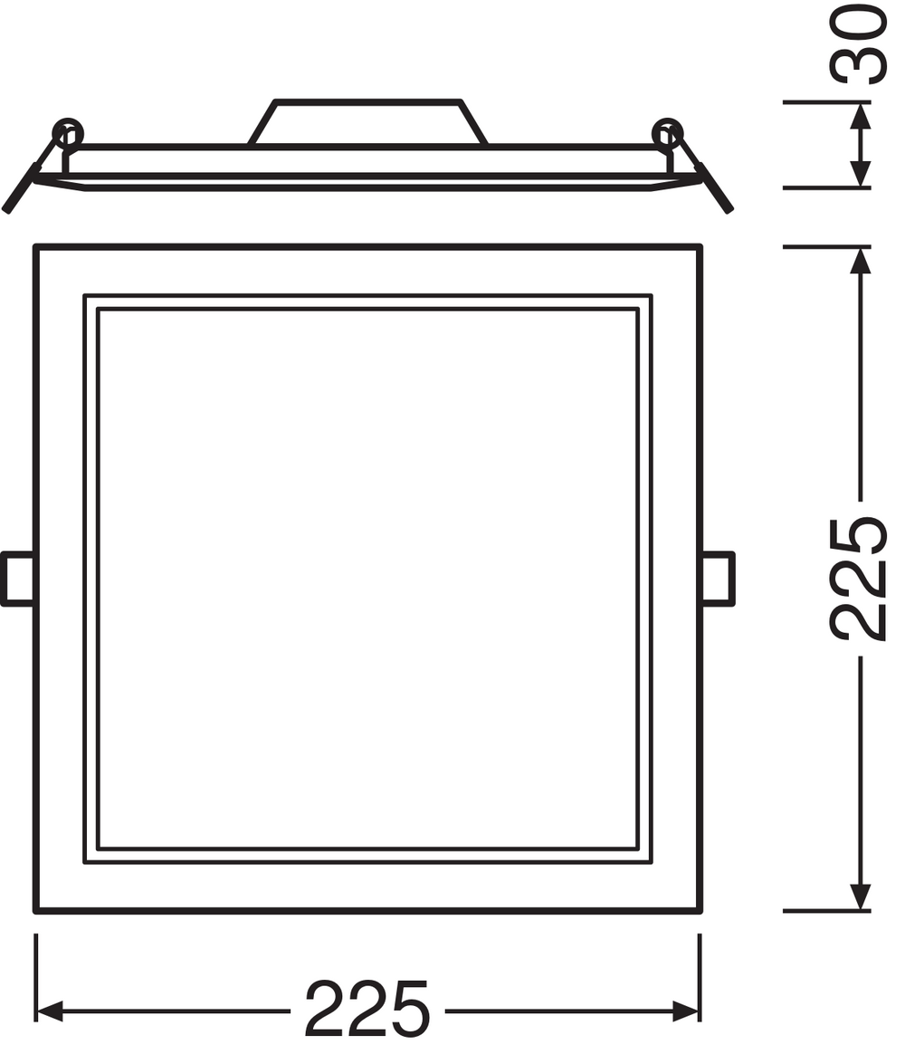 Downlight LED Slim SQ210 18W 1530 lumens 3000K Blanc Chaud, design carré 120D pour plafonds modernes