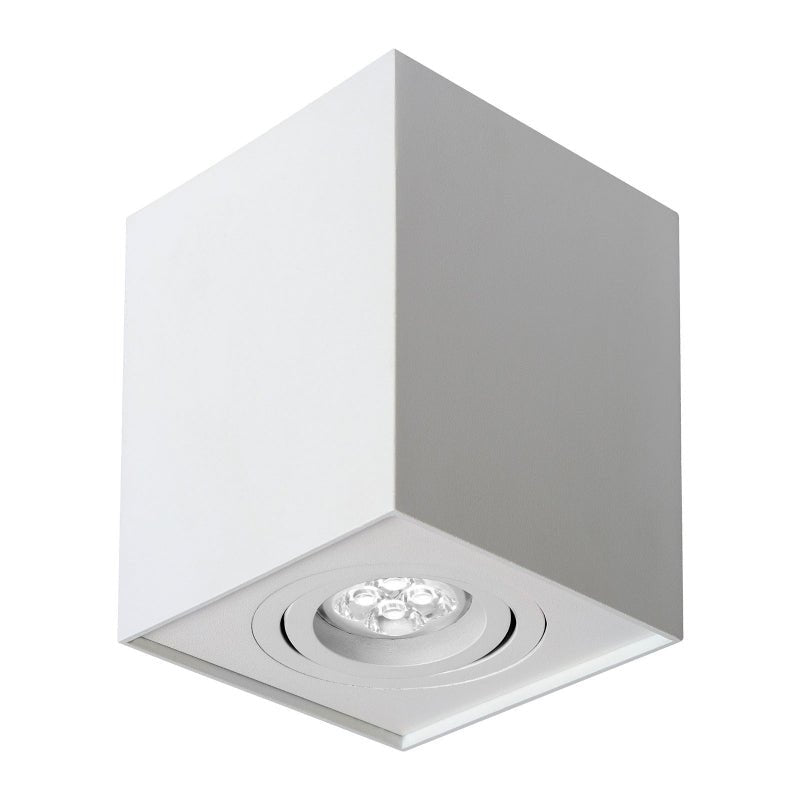 Spectrum CHLOE GU10 carré spot réglable blanc, IP20, idéal pour une utilisation intérieure avec boîtier en aluminium