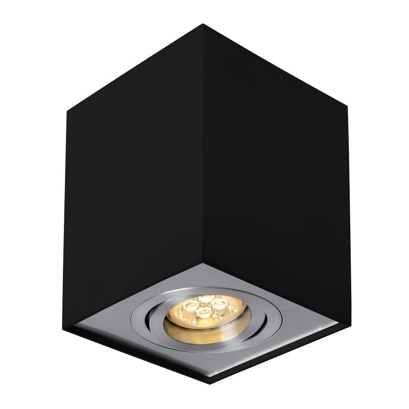 Spectrum CHLOE GU10 noir/argenté spot LED réglable, carré, IP20, boîtier en aluminium, 17000 heures de durée de vie