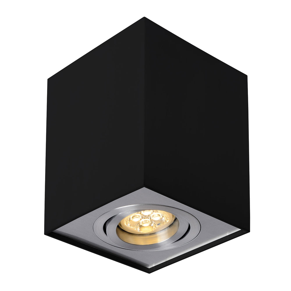 Spectrum CHLOE GU10 noir/argenté spot LED réglable, carré, IP20, boîtier en aluminium, 17000 heures de durée de vie