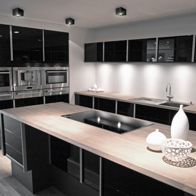 Spectrum CHLOE GU10 noir/argenté spot LED réglable, carré, IP20, boîtier en aluminium, 17000 heures de durée de vie