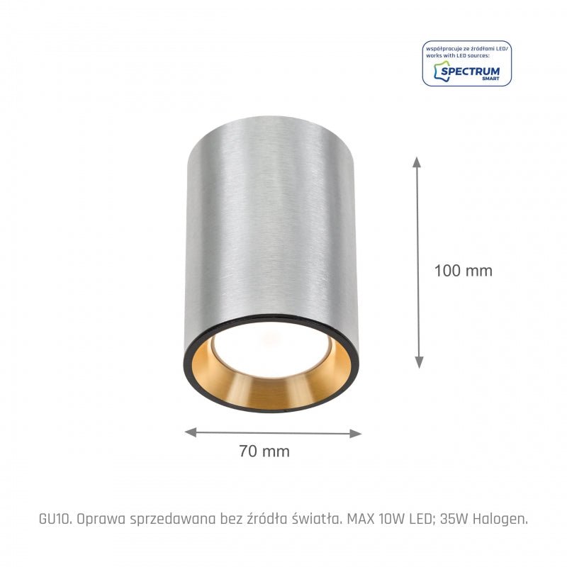 Spectrum Chloe Mini P20 LED Spot argent 4000K 250V, GU10, 17000 heures de durée de vie, IP20, montage en surface